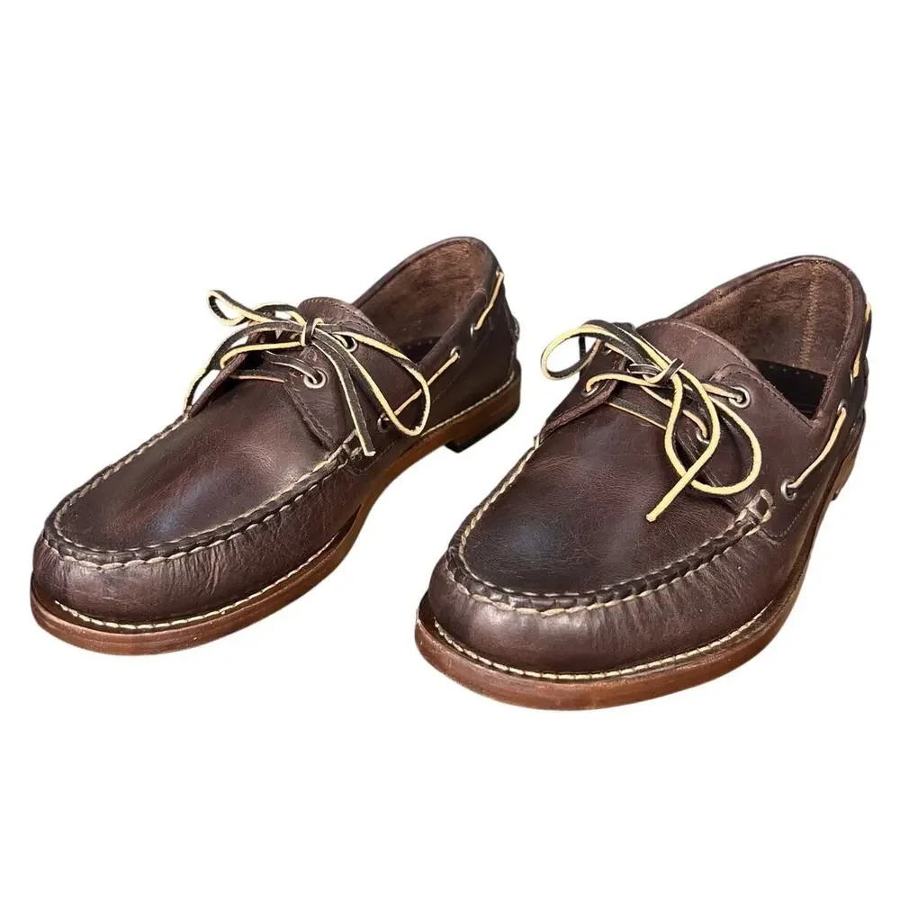 Thursday Men’s Brown Leather Handsewn Moccasin Loafers 8.5